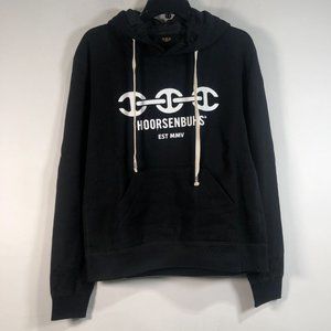 Hoorsenbuhs Logo Pull-Over Hooded Sweatshirt, Unisex Size M - Black/White